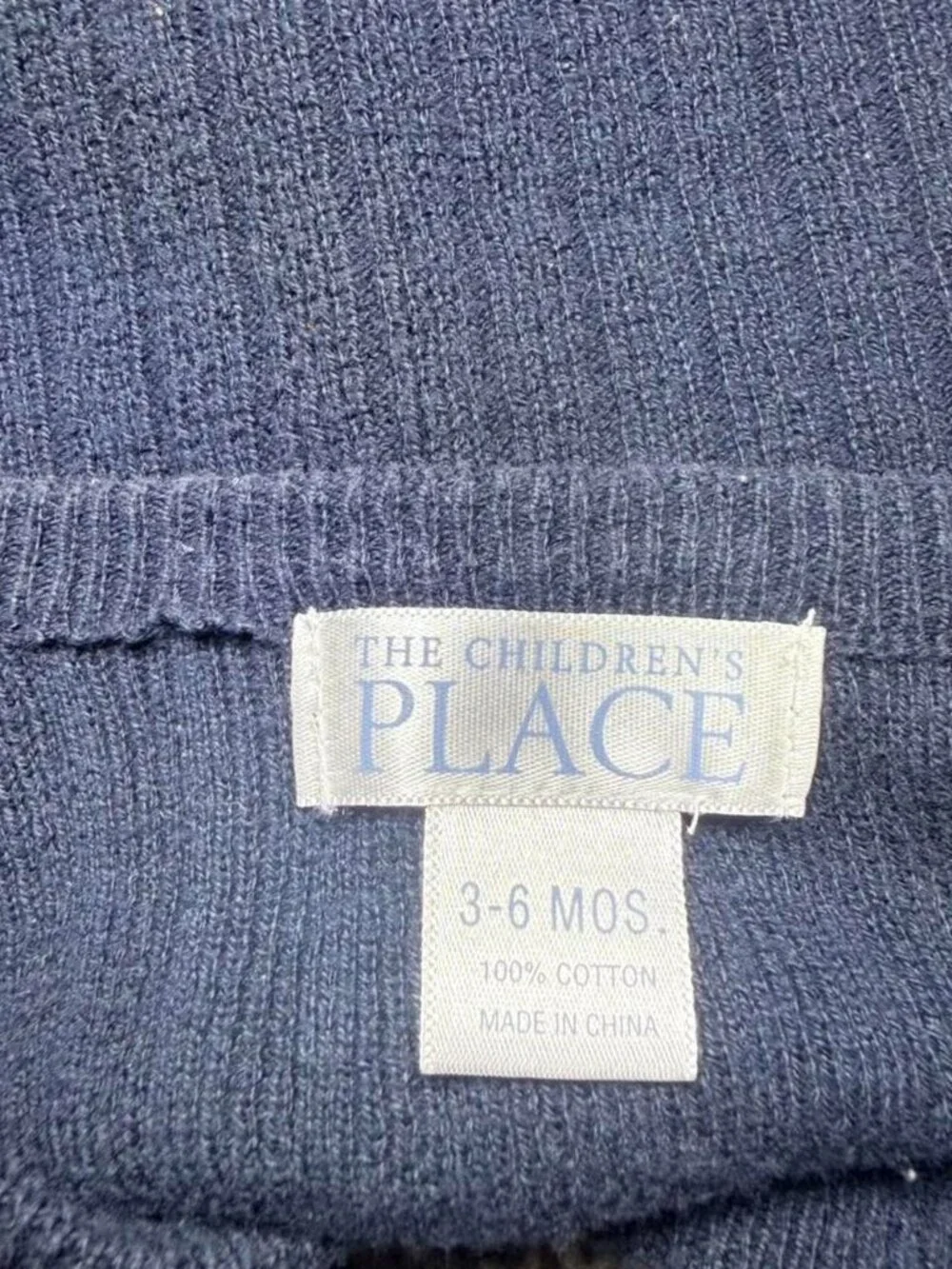 VTG The Childrens Place Navy Blue Ribbed Knit Cardigan Sweater 3-6M 90s